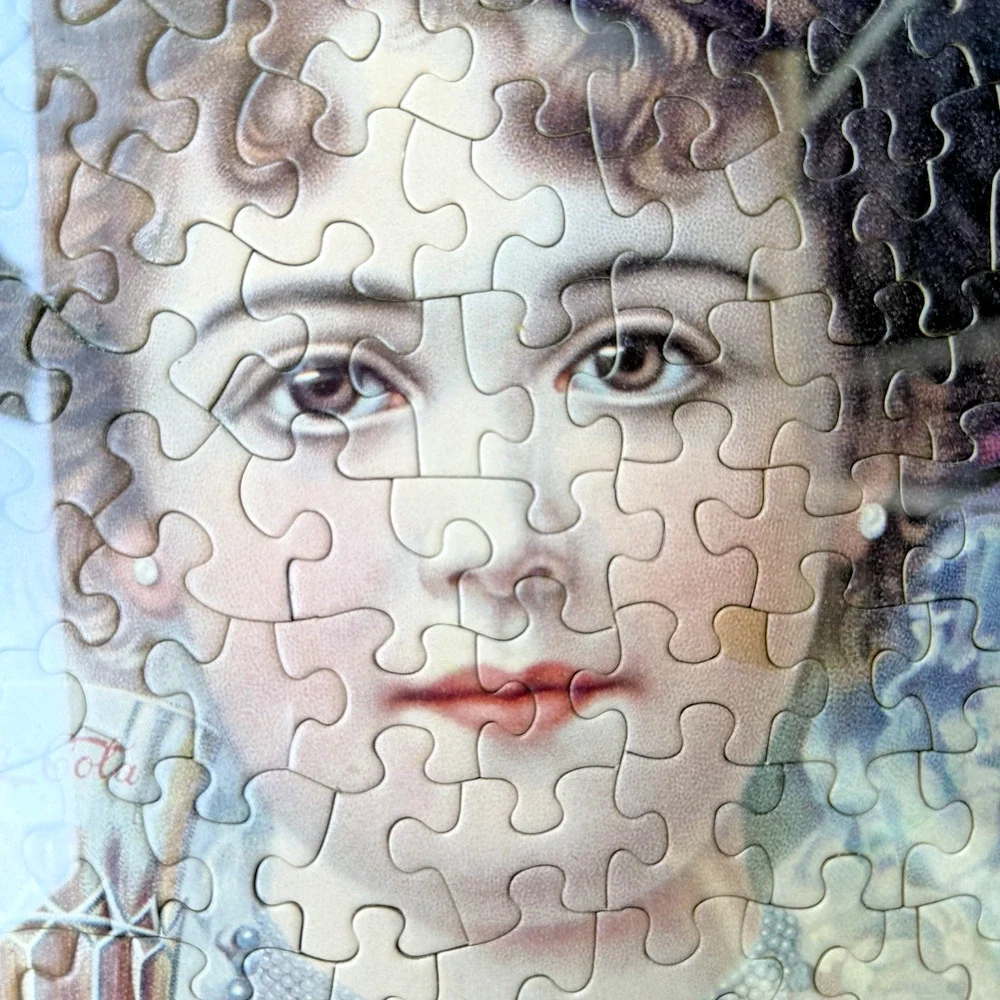 Vintage 1980s Coca-Cola Fountain Girl Jigsaw Puzzle Large Framed Portrait